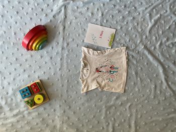 teeshirt manches courtes blanc impression devant 3 mois tape à l'oeil