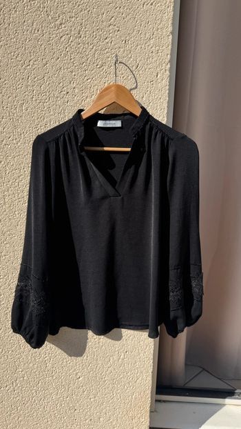 Chemisier Blouse manche longue noire taille S Promod col V