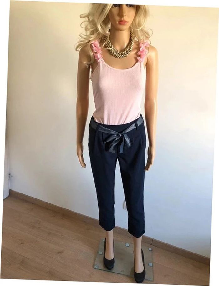 Pantalon chino bleu marine Only taille XS TBE - photo numéro 3