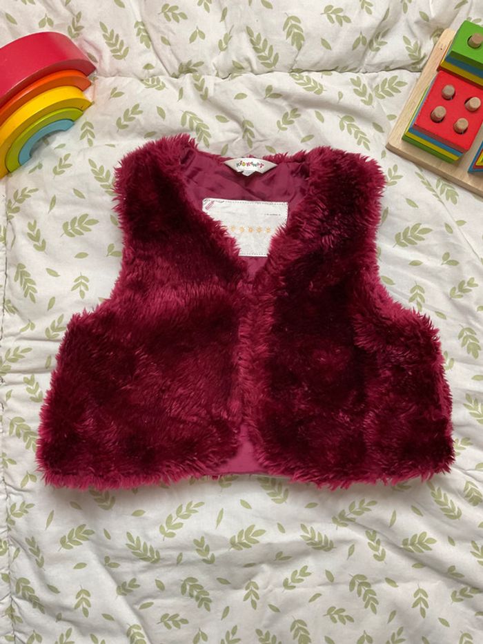 gilet sans manches en fourrure couleurs prune 24 mois kidkanai - photo numéro 3