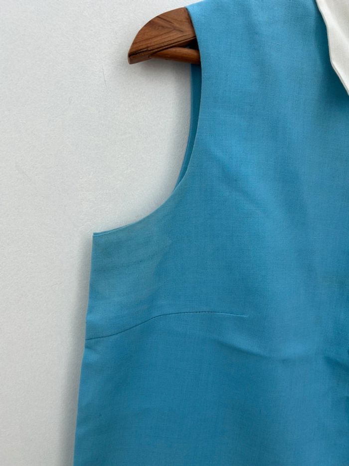 Robe en Tergal année 70 - bleu et blanche taille 40 - photo numéro 2