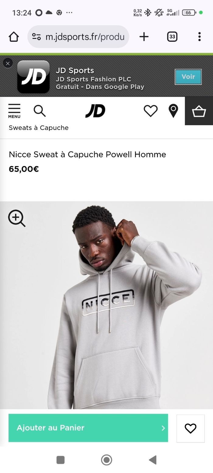 Sweat à capuche NICCE gris – Taille M - photo numéro 4
