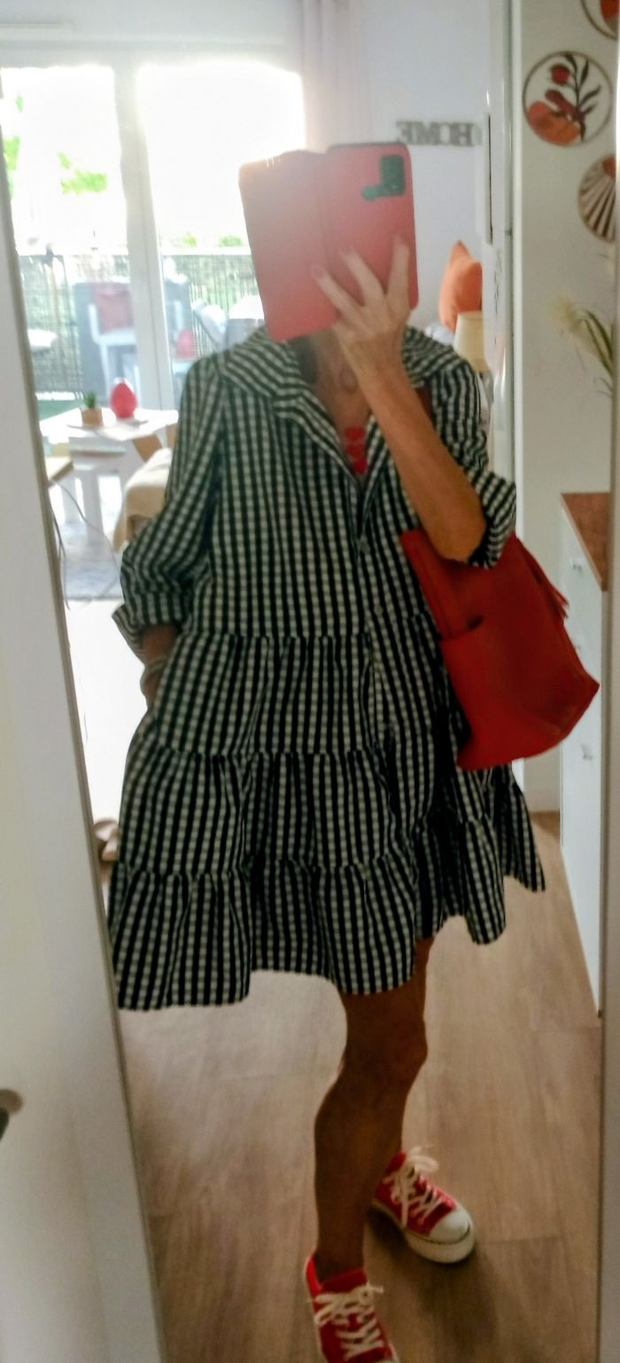 Robe courte carreaux noir et blanc Made in Italy - photo numéro 3