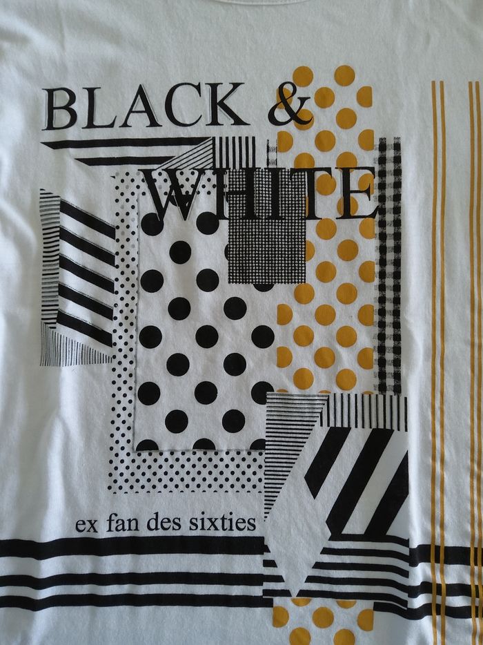 Maillot blanc ML à motifs noir et doré - photo numéro 3