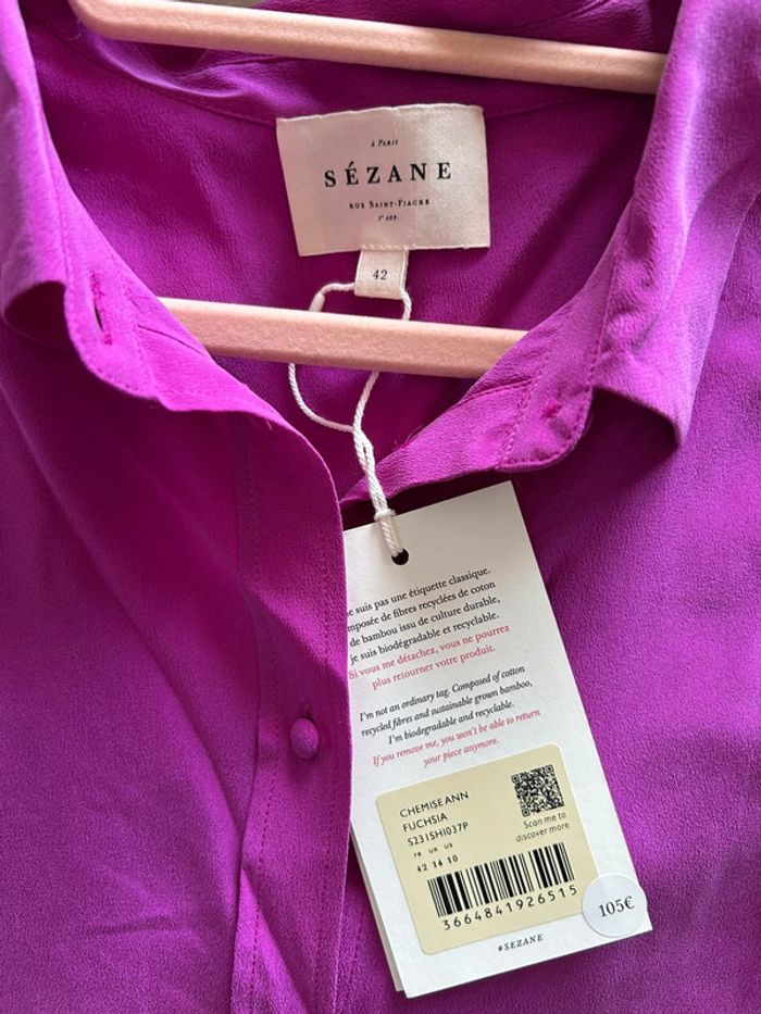Chemise Sézane Ann rose fuchsia T. 42 neuve - photo numéro 4