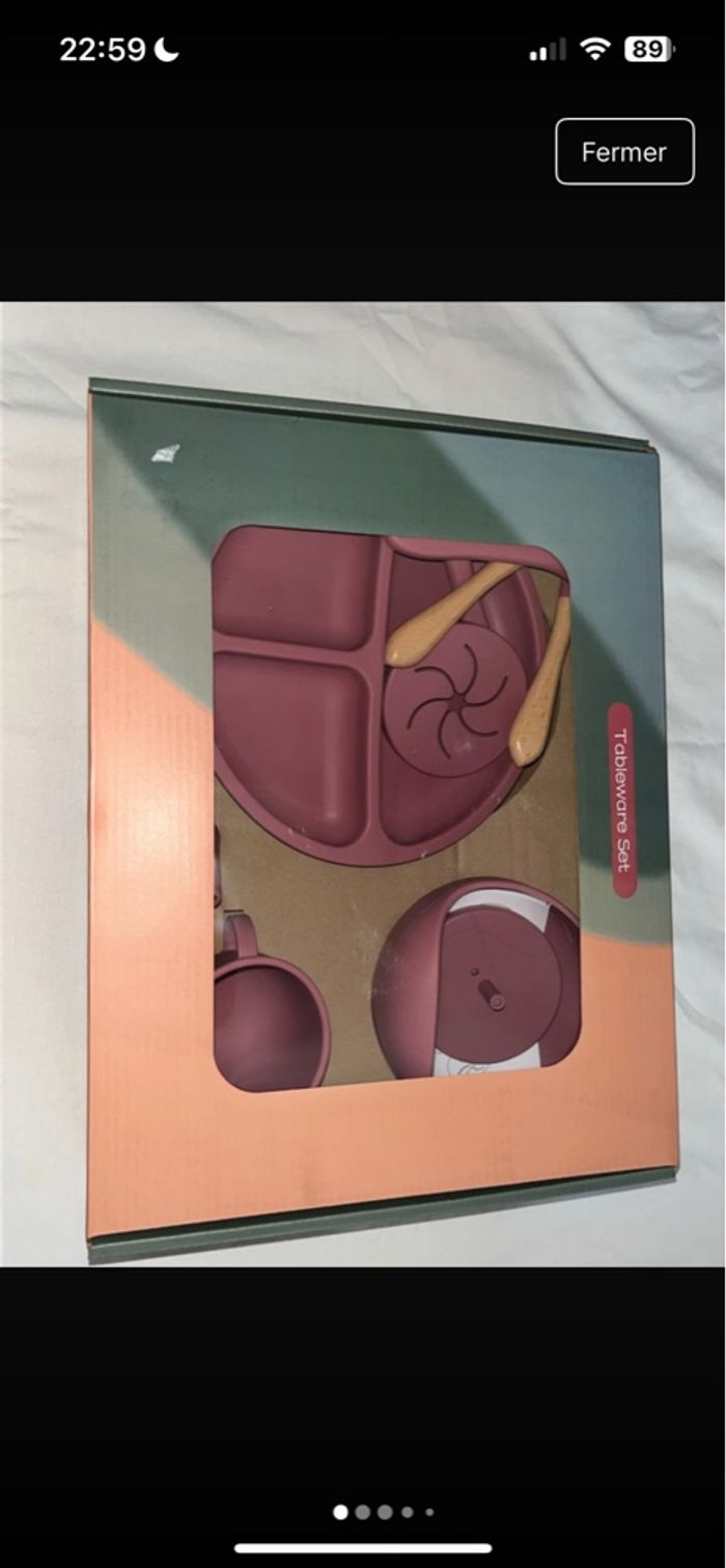 Set de repas en silicone rose pour enfant 10 pièces - photo numéro 5