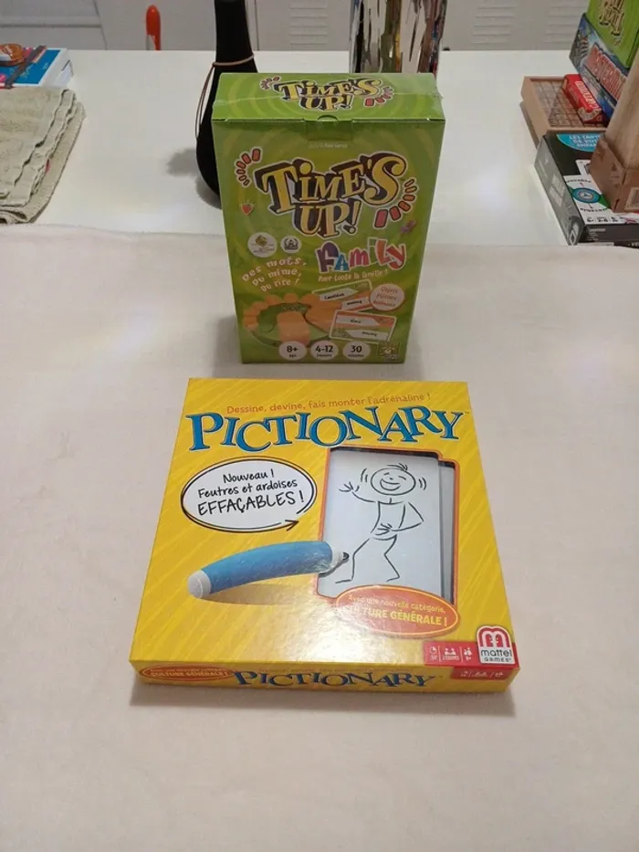 Lot Time's Up! Repos Production et Pictionary Mattel complets et neufs 8 ans+ - photo numéro 1