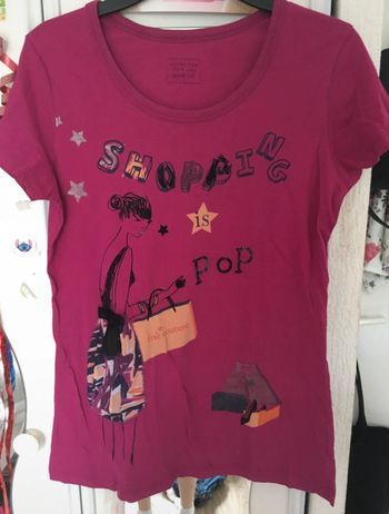 T-shirt violet avec inscription,  100% coton , Autre ton, taille 2