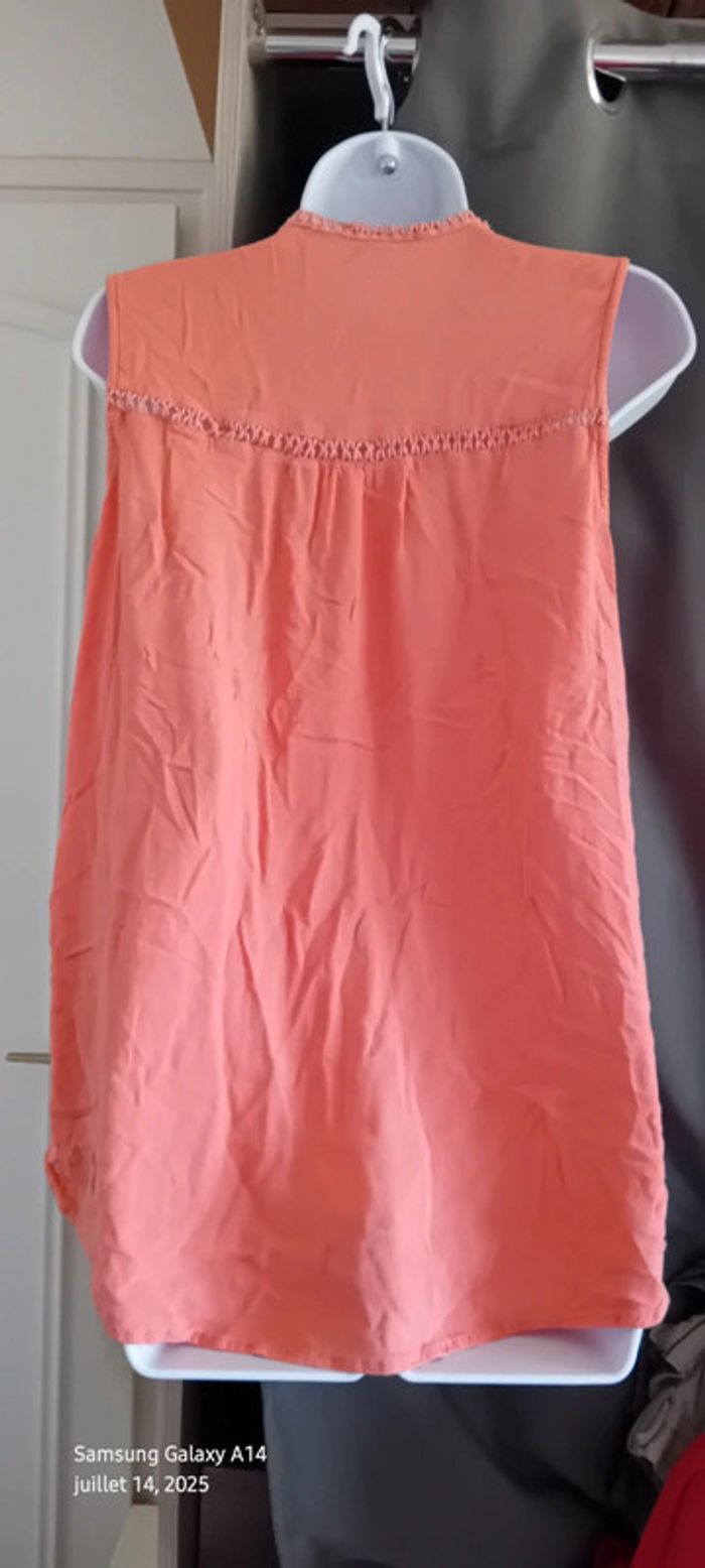 Tunique sans manches assymetrique bandes ajourées rose femme XL camaïeu - photo numéro 3