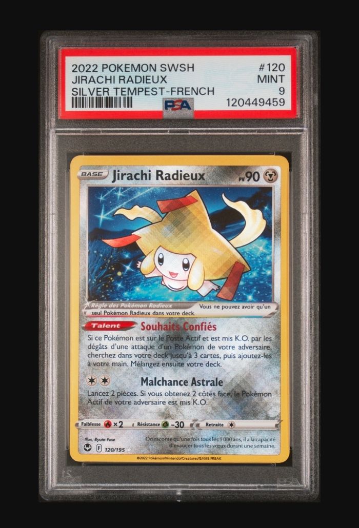 Pokémon Carte Jirachi radieux shiny Tempête Argentée PSA 9 mint !