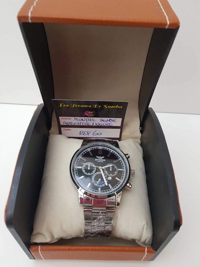Montre Argentée Et Noire Homme - photo numéro 2