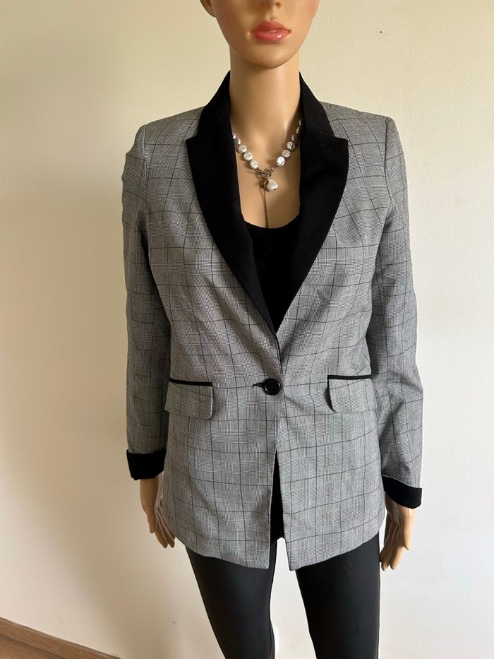 Blazer gris et noir à carreaux Morgan taille 34 jamais porté - photo numéro 3