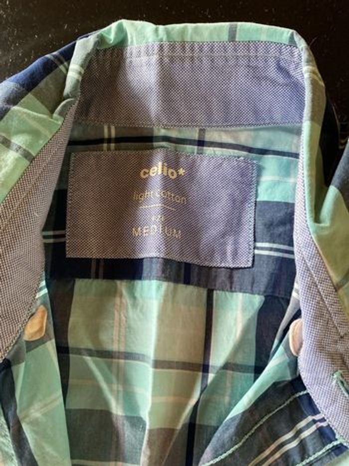 Chemise à carreaux bleu et turquoise - photo numéro 2