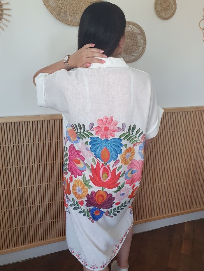 Robe droite Menton fleurs multicolores Taille unique - photo numéro 5