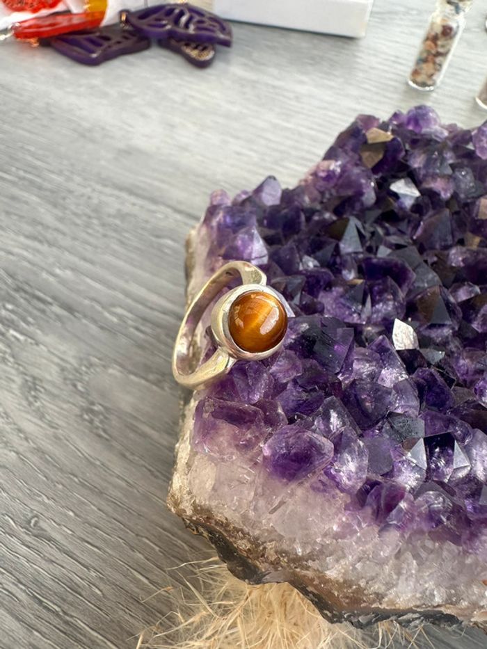 Bague en œil de tigre véritable - Pierre naturelle - photo numéro 2