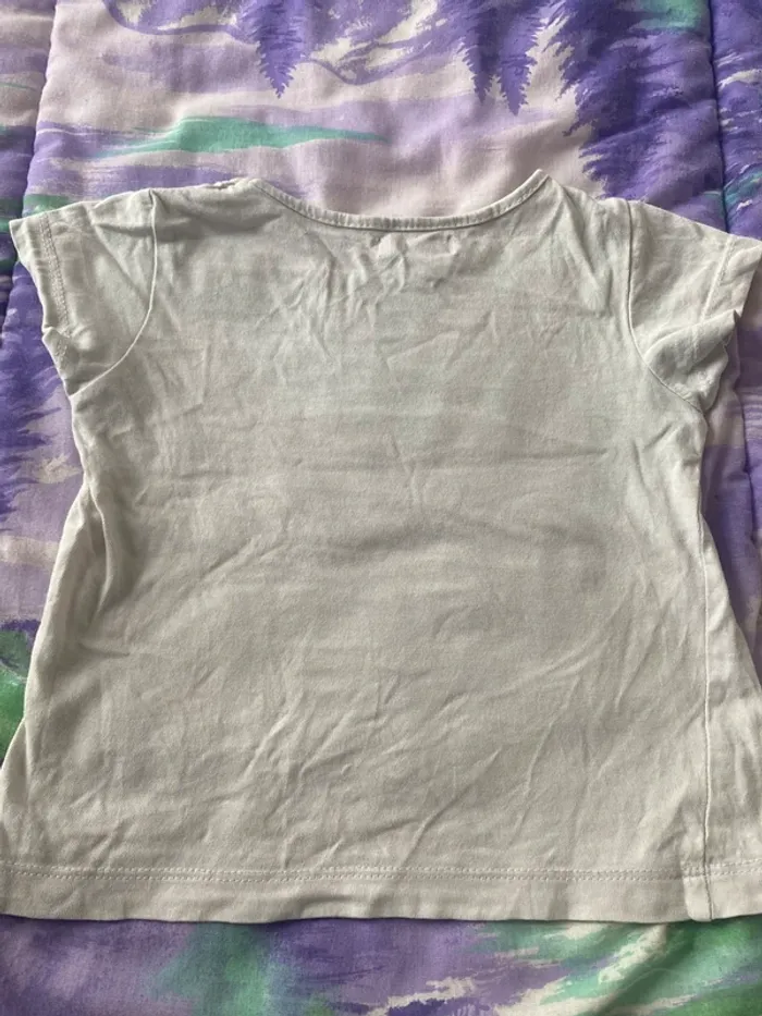 T-shirt blanc chat 4 ans Tissaia basics - photo numéro 2