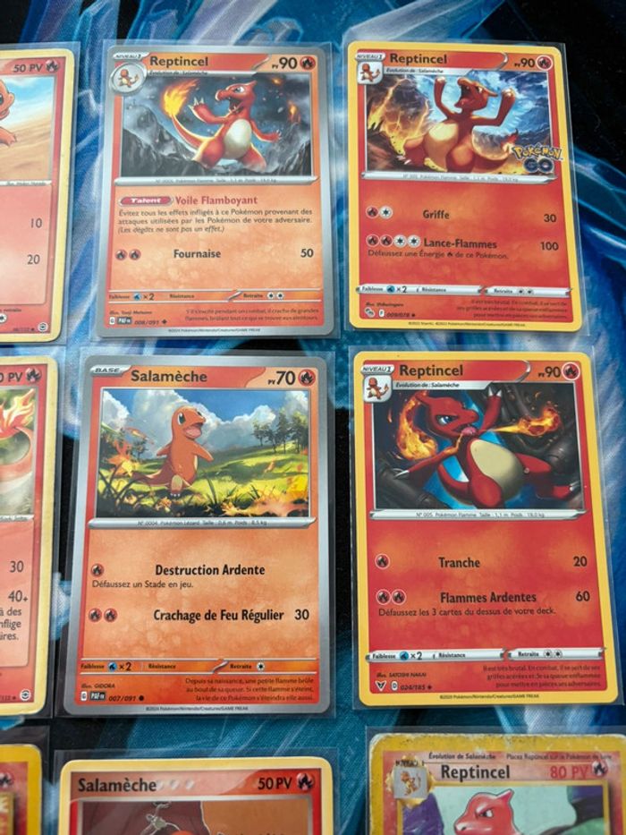 Lot de 12 cartes pokemon reptincel / salameche - photo numéro 3