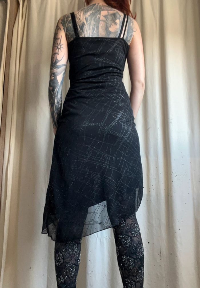 Robe asymétrique mesh paillettée Goth 🦇 vintage y2k - Taille S/M - photo numéro 4
