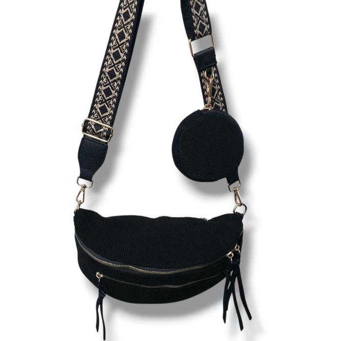 Grand sac banane en velours - Noir - photo numéro 2