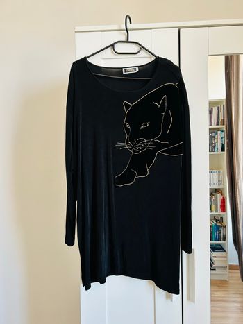 Blouse / Tunique noire Effet Velours Défi Paris Made In France Taille Unique