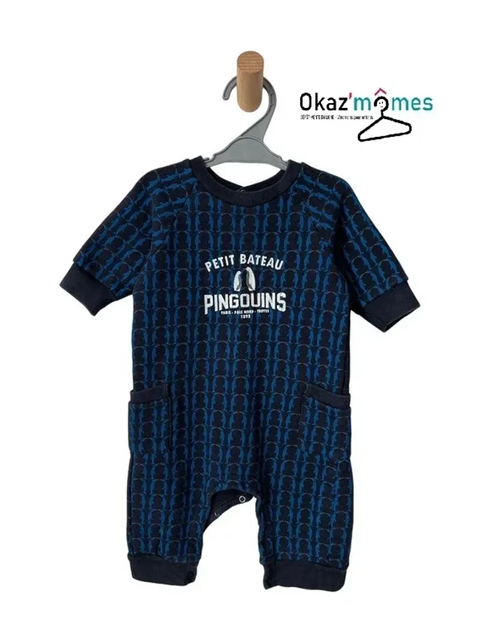 Combinaison longue marine (pingouins) - Petit Bateau 6 mois (67cm)