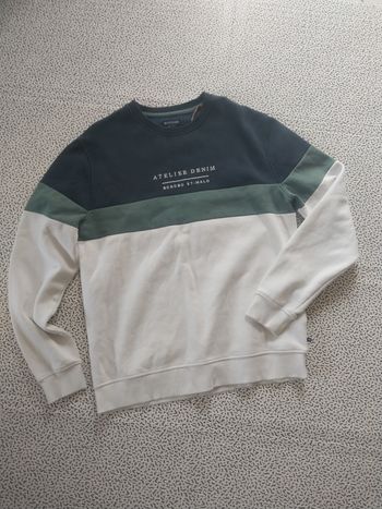 sweat bonobo homme m tricolore vert blanc bleu atelier denim streetwear tendance
