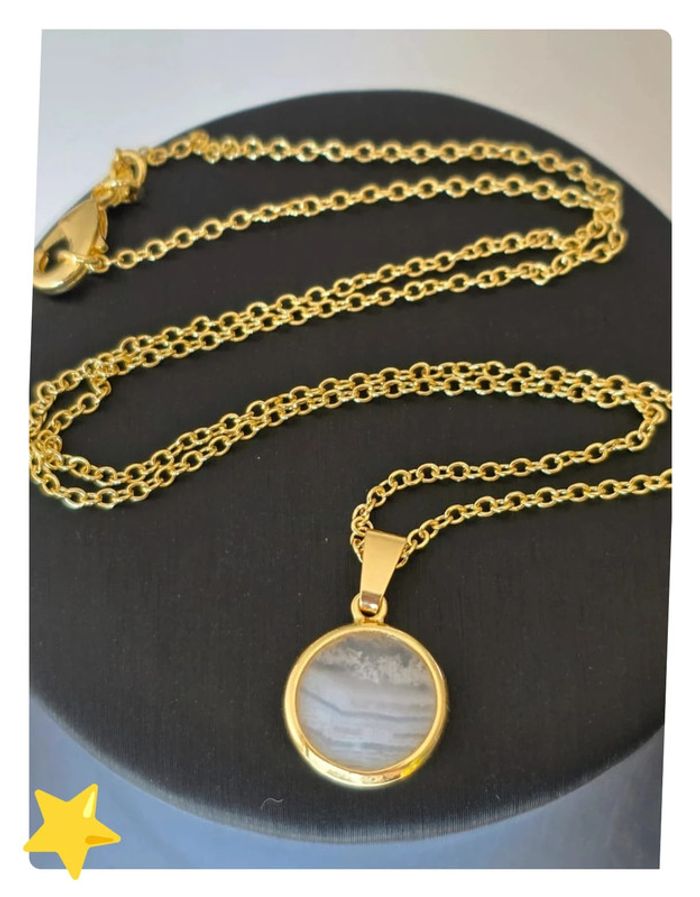 Collier argent plaquage dorée pendentif nacré