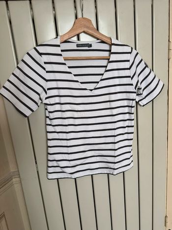 T shirt marinière col V taille S