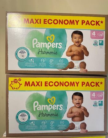 2 cartons couches Pampers Harmonie taille 4 ( 2x78 couches)