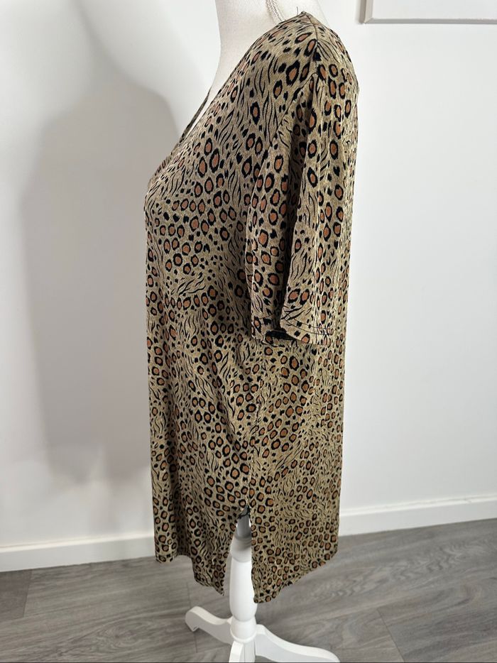 Blouse oversize leopard marron et beige Vintage T46 3XL - photo numéro 4