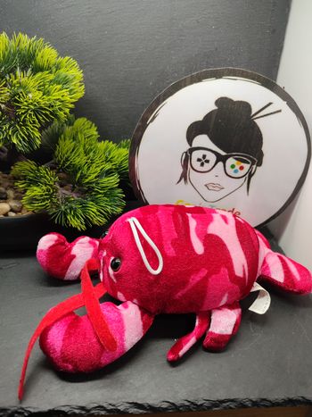 DD002890 peluche homard crustacé rose fushia rouge la pelucheria Mer Rayure 