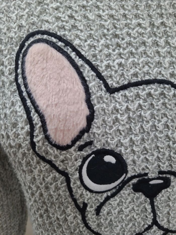 Pull motif bouldogne français taille M - photo numéro 4