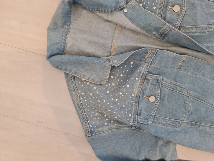 Veste en jean courte ample avec des strass Shein Taille 36 - photo numéro 7