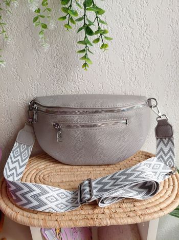 Sac sacoche banane bandoulière réglable grise