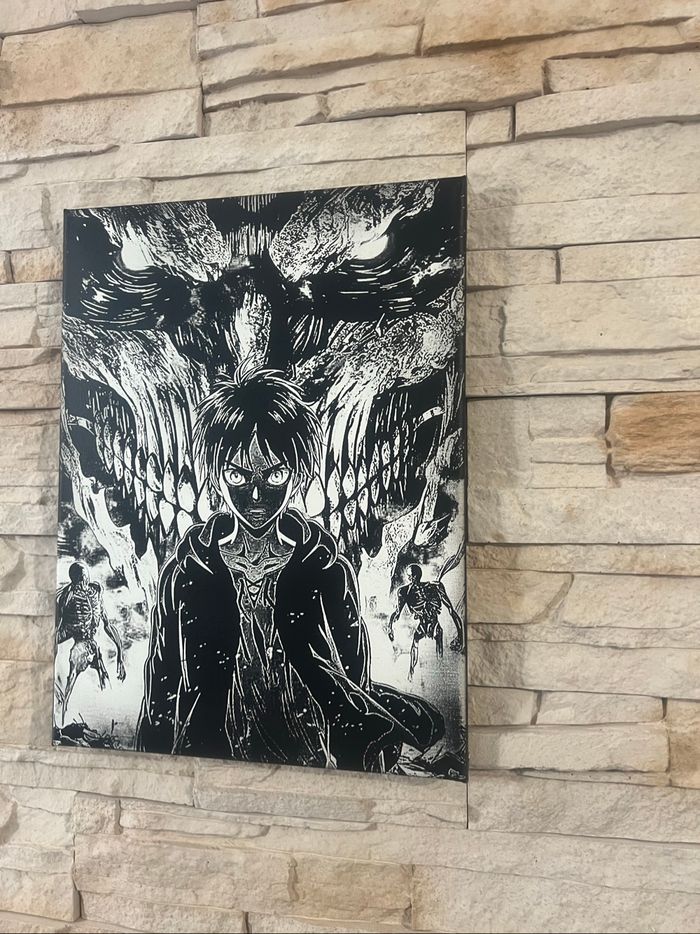 Tableau Eren & Titan Originel en toile 30x40cm – L’Attaque des Titans - photo numéro 3