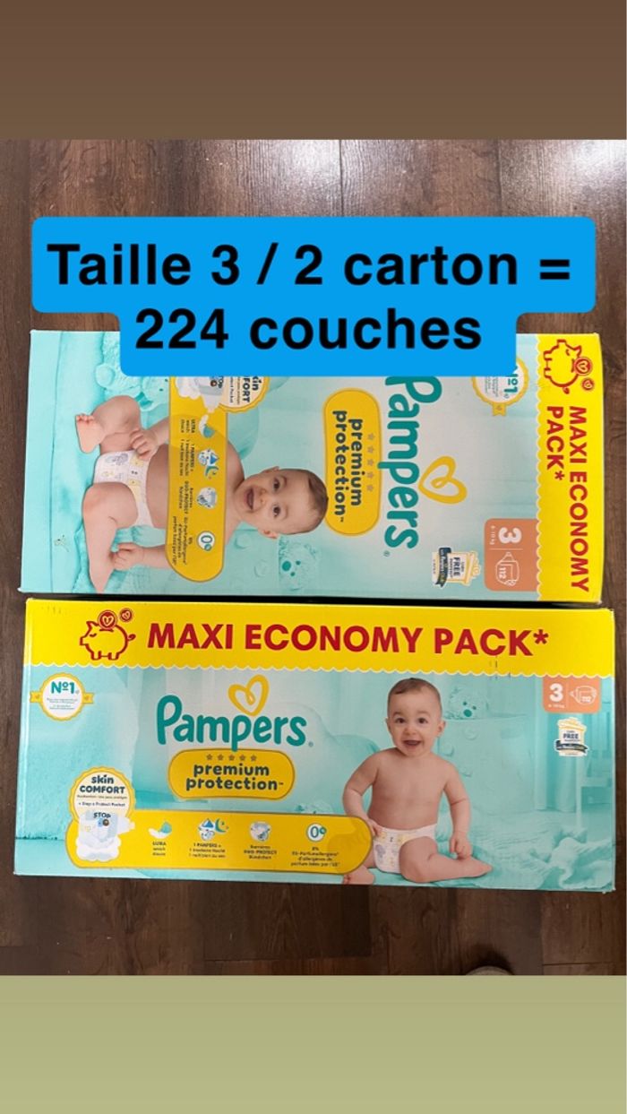 Lot 2 carton couche Pampers taille 3