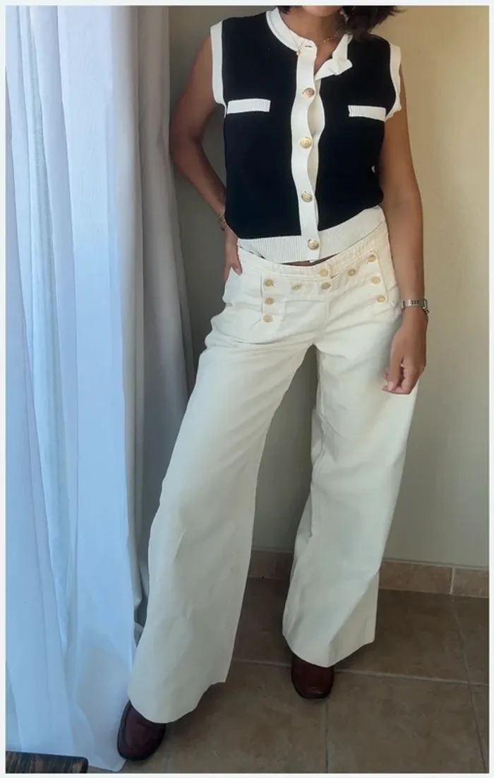 Pantalon Céline blanc crème 42 parfait état - photo numéro 4