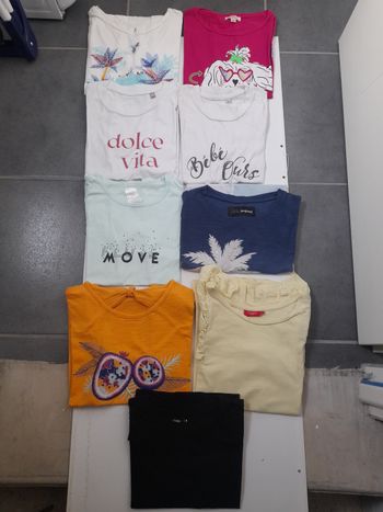 Joli lot de 9 tee-shirts fille en 8ans à manches courtes