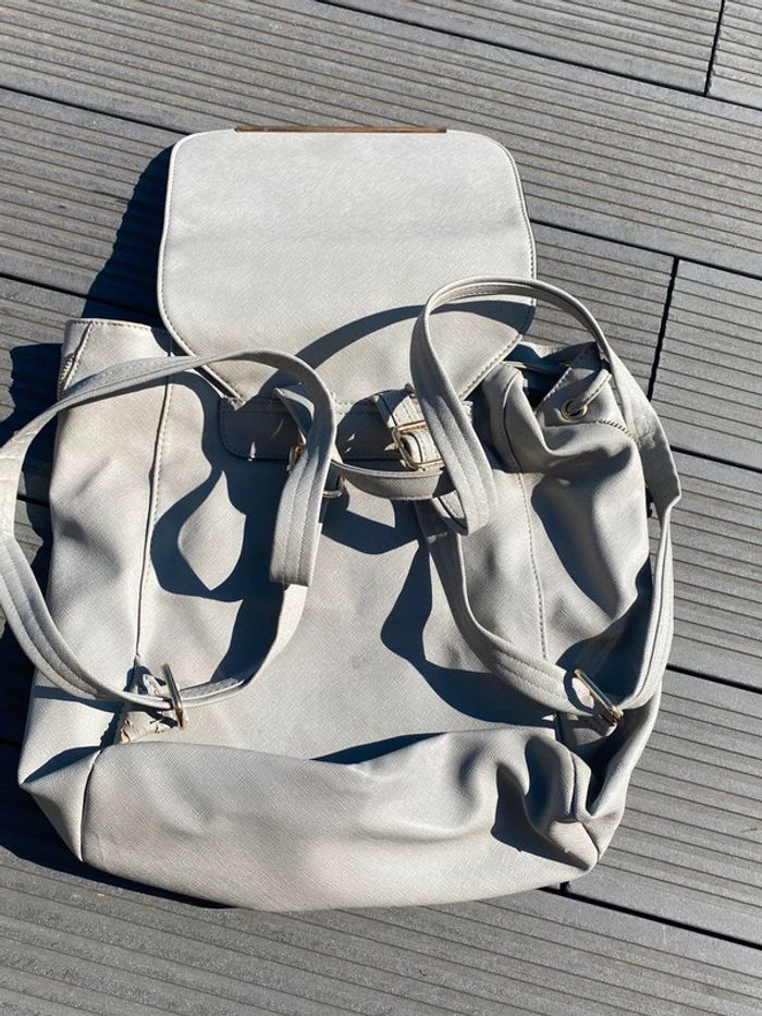 sac à dos style gris beige - photo numéro 3