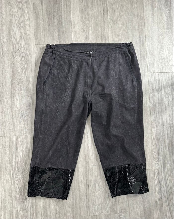 Pantacourt gris et noir froissé similicuir S.Quise T46 3XL