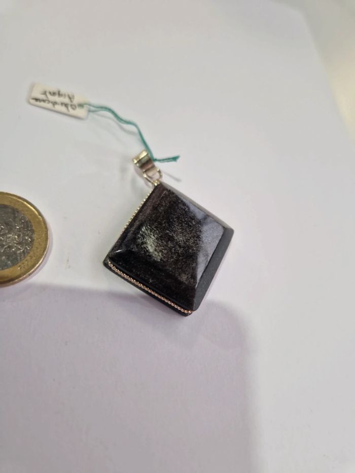 Pendentif obsidienne argentée Mexique - photo numéro 4