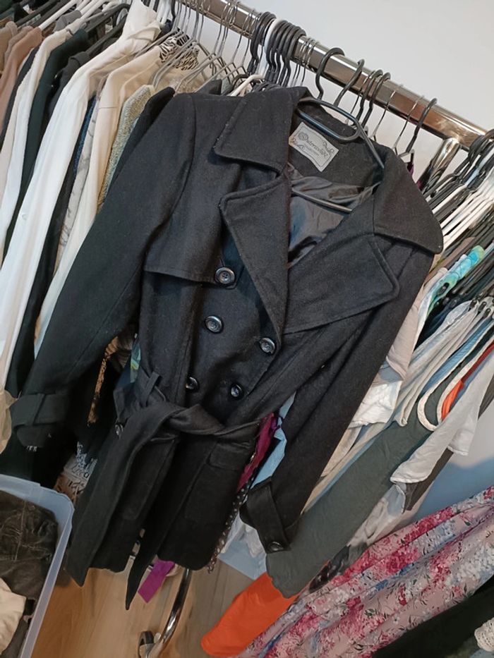 Manteau trench laine noir 40 - photo numéro 8