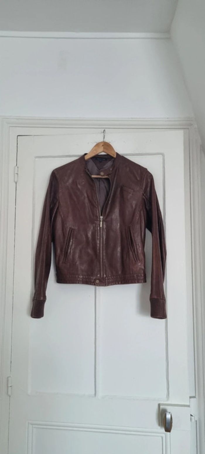Perfecto veste en cuir marron tommy hilfiger 38