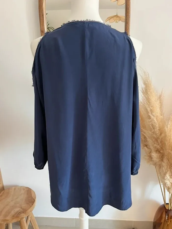 Blouse en soie bleu marine ChelseaFlower - photo numéro 6