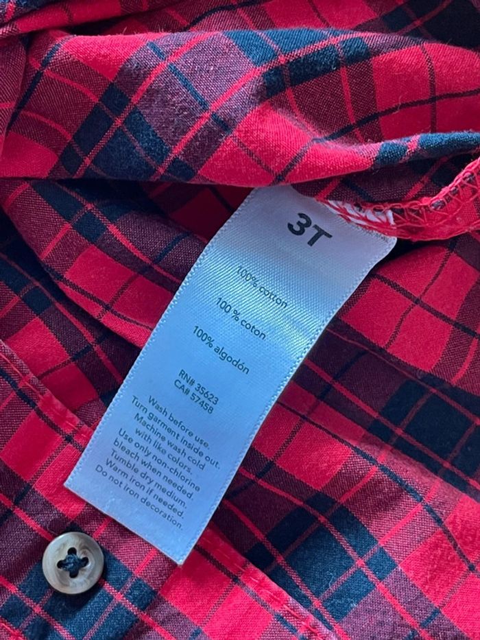 Chemise rouge à carreaux 3 ans - photo numéro 3