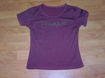Tee shirt TOMMY HILFIGER marron orangé sigle mordoré taille 36/38 TBE