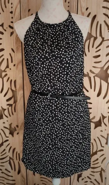 Robe imprimée pois, ceinture Cache cache