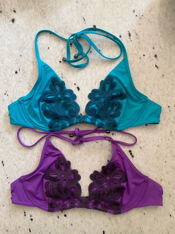 Lot de 2 hauts de maillot de bain brodé Maison Lejaby M