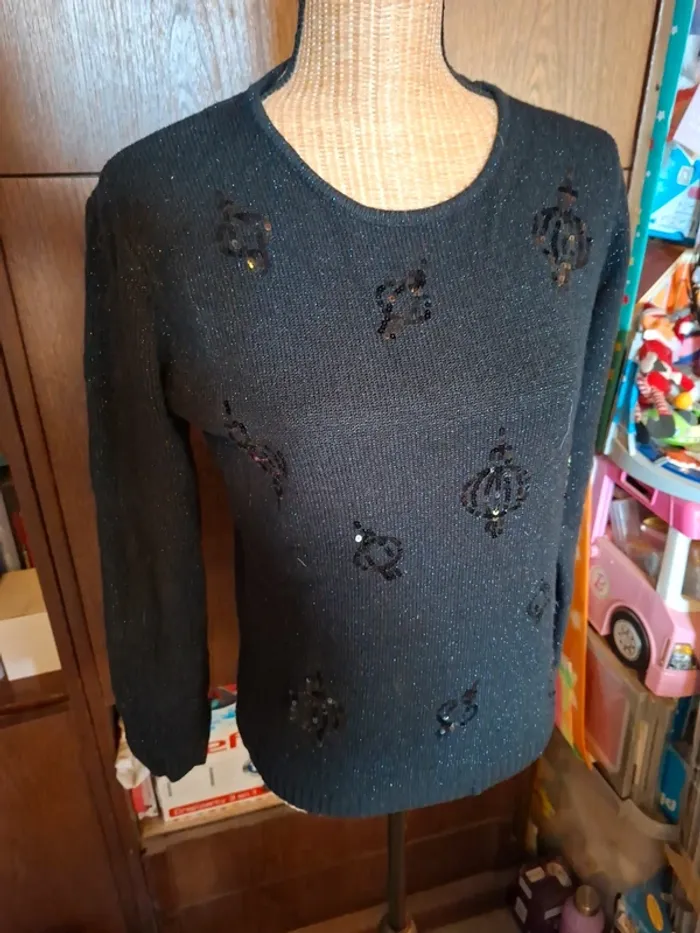 Pull noir brillant XL - photo numéro 2