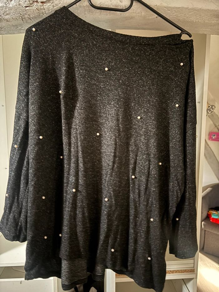 Pull leger femme noir gris perlé taille M - photo numéro 2